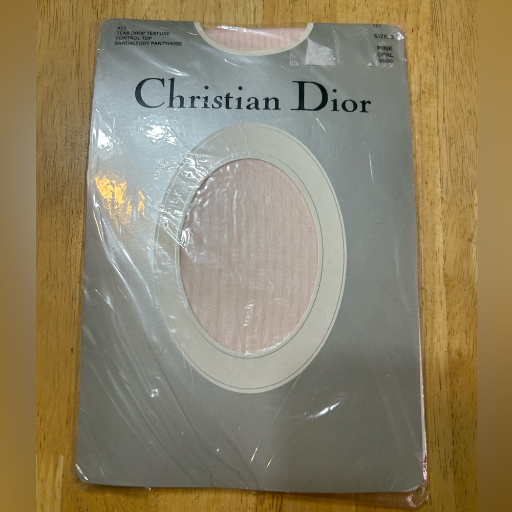 Christian Dior 917 TEAR DROP TEXTURE CONTROL TOP SANDAL FOOT PANTYHOSE Pink